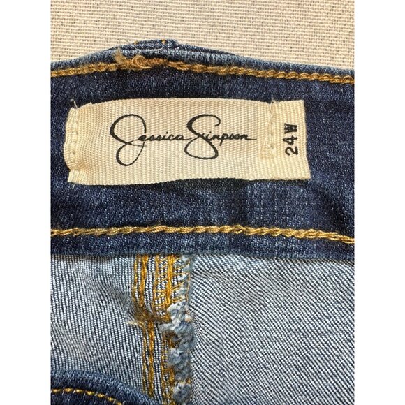 Jessica Simpson Adored High Rise Wide Crop Jeans 24W Denim Blue Button Fly - Picture 2 of 16